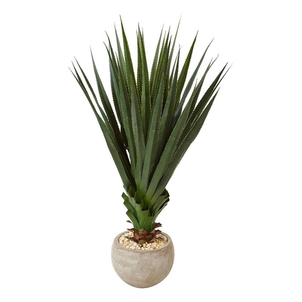 Nearly Natural Spiked Agave Artificial Plant in Sand Bowl (Indoor/Outdoor)