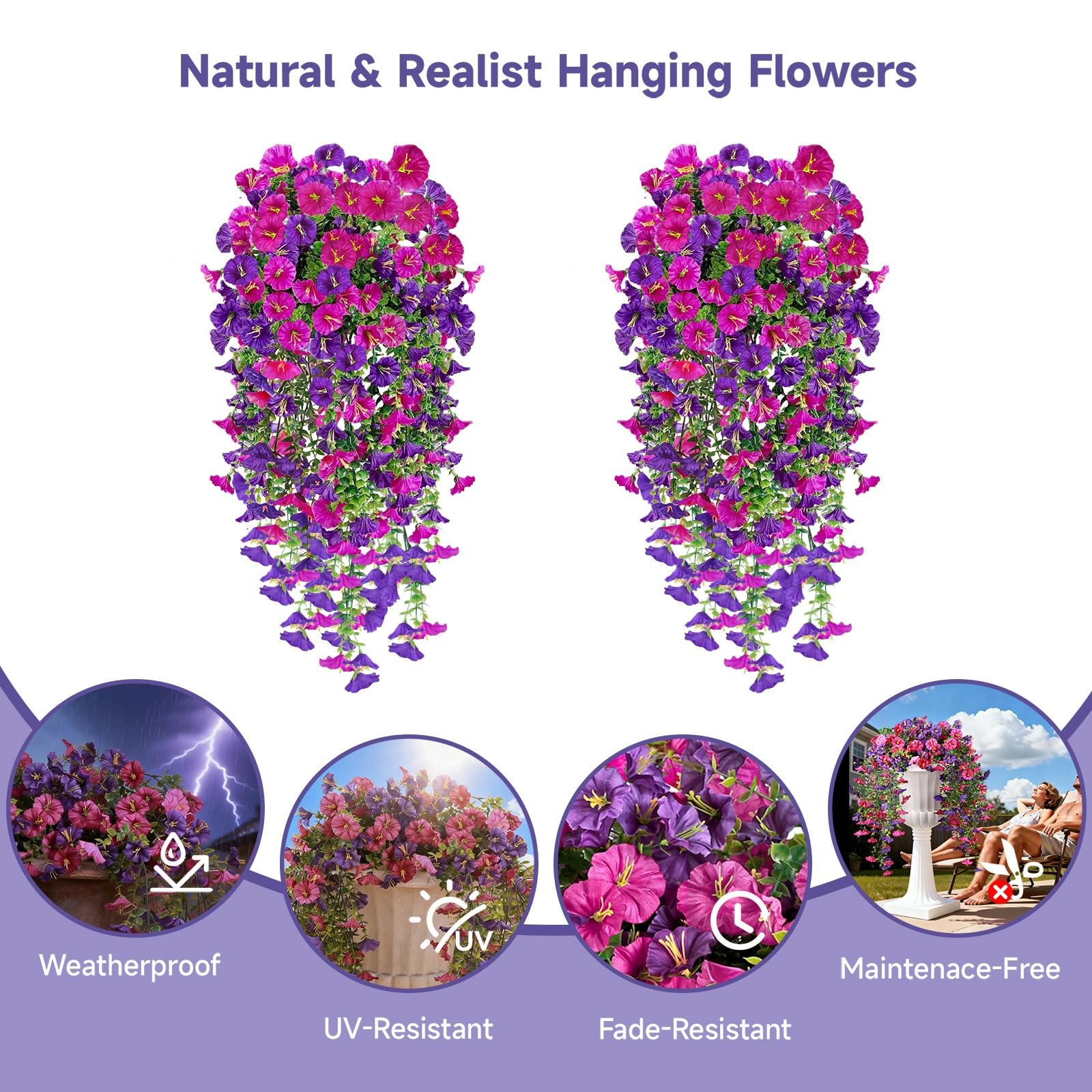 Julako 2pc Flowers Fuchsia Lightpurple