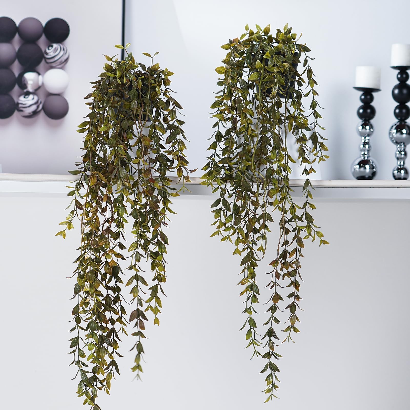 Artificial Hanging Plant 2 Pcs Faux Plant Ivy Vine Faux Eucalyptus Vines Fake…