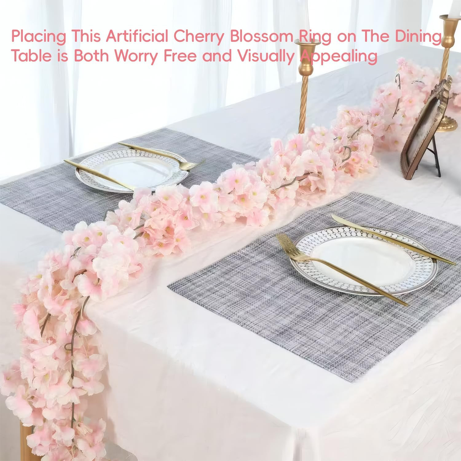 3Pcs 5.91 Ft Artificial Cherry Blossoms Garland Pink Fake Vines Hanging Silk Che