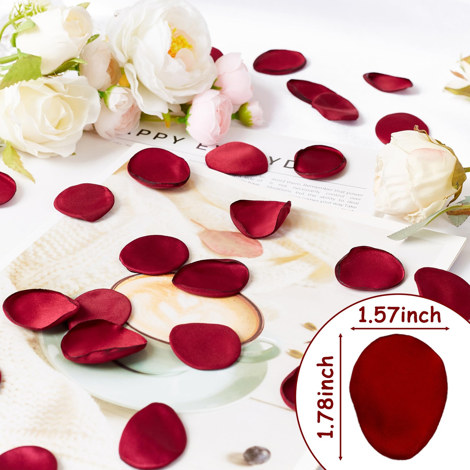 400PCS Wine Red Rose Petals Fake Slik Flower Petals for Wedding Artificial Fl…