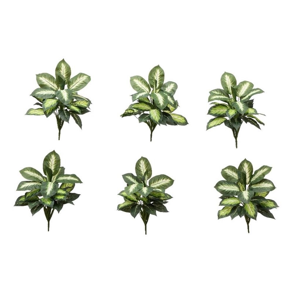 Nearly Natural 20″ Artificial Golden Dieffenbachia Plant – Set of 6 in Green