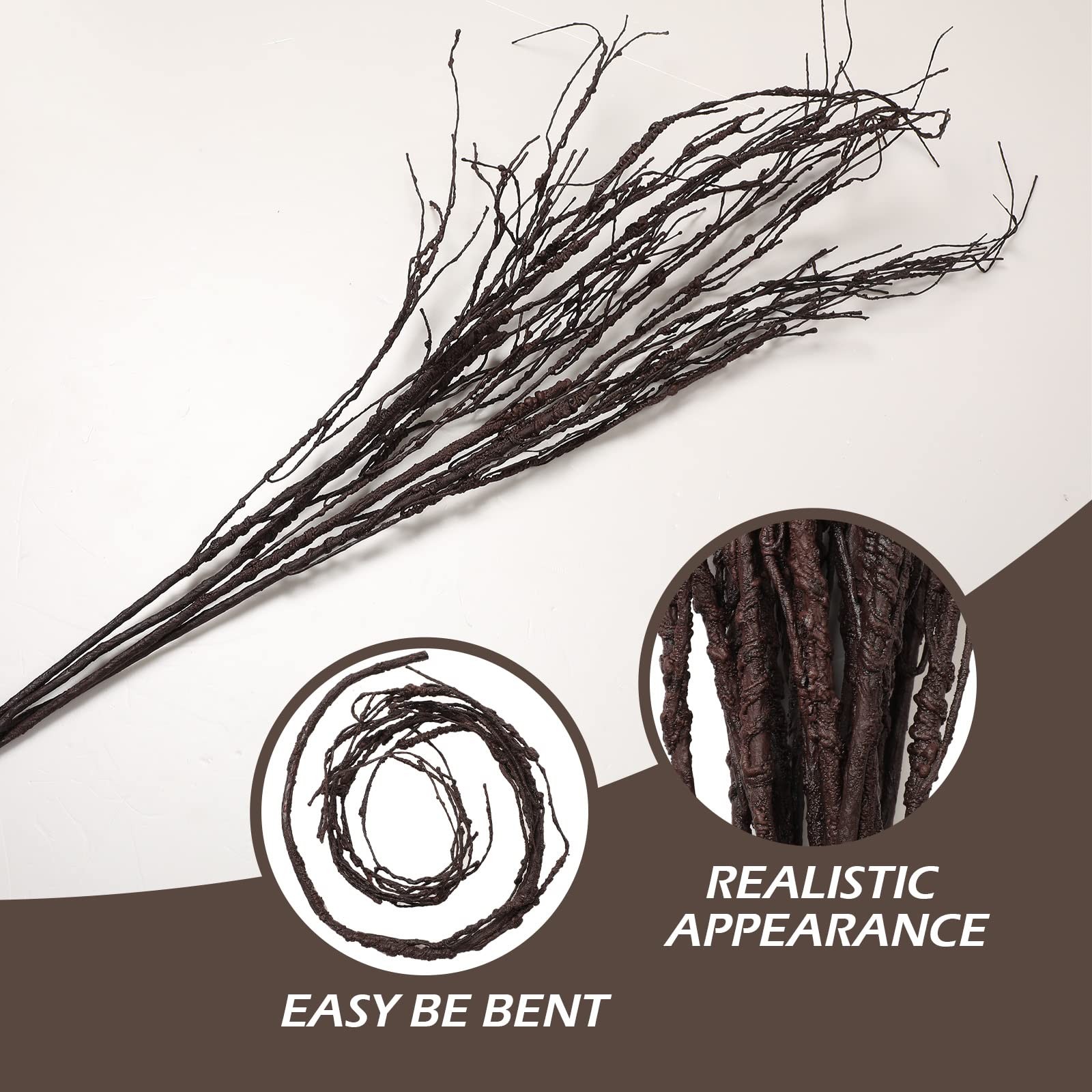 20 PCS Dark Brown 35.4 Inch Tree Branches Curly Willow Twigs Vases Dried