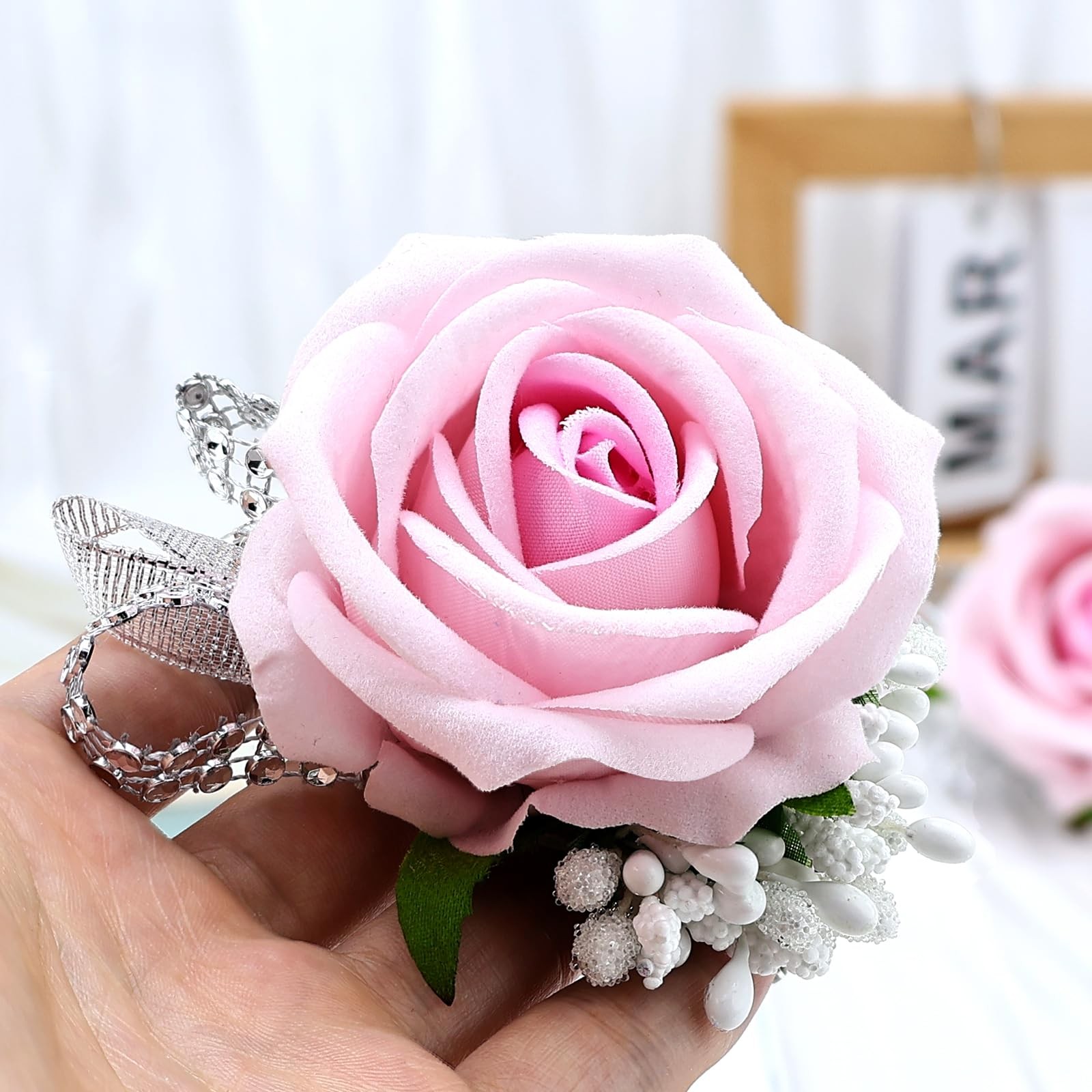 Set of 2 Wrist Corsage Wristlet for Wedding Prom Women Bride Bridesmaid Artif…