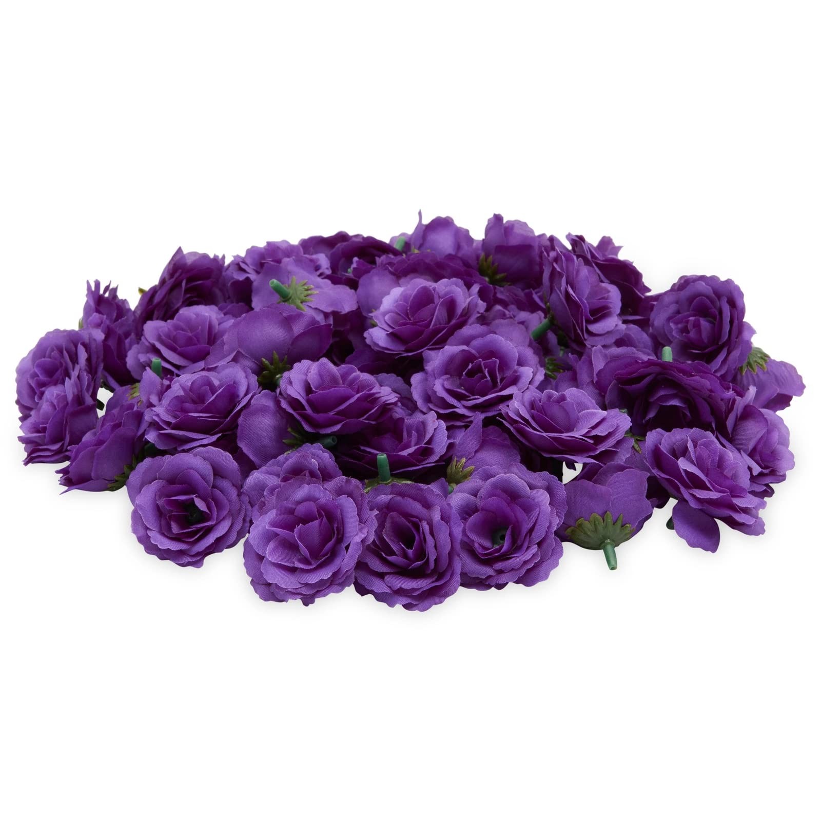 Artificial Flowers Stemless Silk Rose Heads – 2 In, 75 Pack, Purple – Wedding &