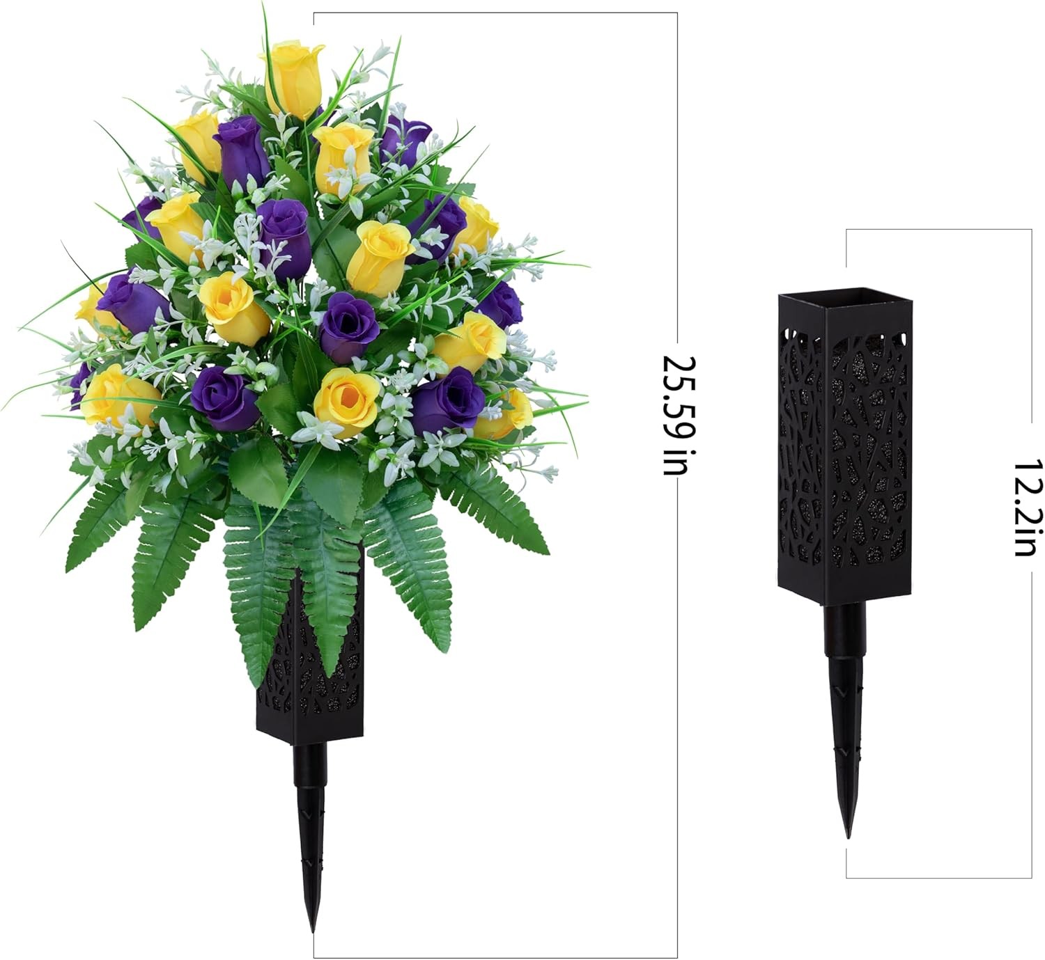 LVXINLI Artificial Cemetery Flowers, Gravesite Decoration Roses, Memorial Bouque