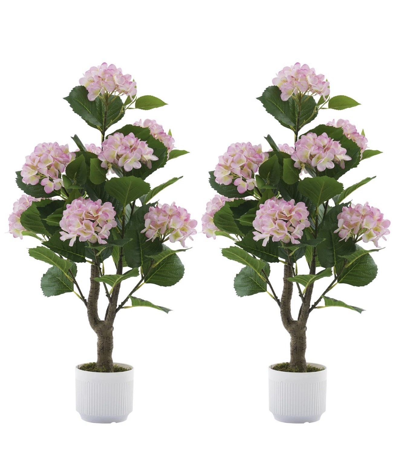 Artificial Hydrangea Tree 2 Pack, 3FT Faux Hydrangea Plant in Pot with Pink F…