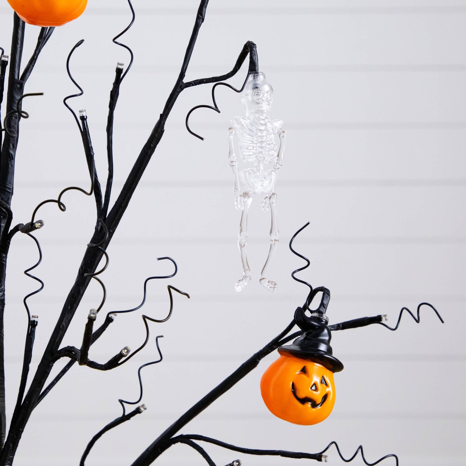 Nearly Natural 3ft Pre-Lit Halloween Pumpkins & Skulls Ornament Tree w/ 48 LED