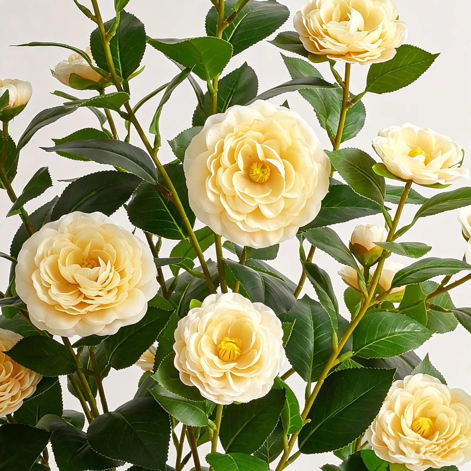 2-Pack 3FT UV Resistant Artificial Camellia Flowers, Faux Camellia Blooms wit…