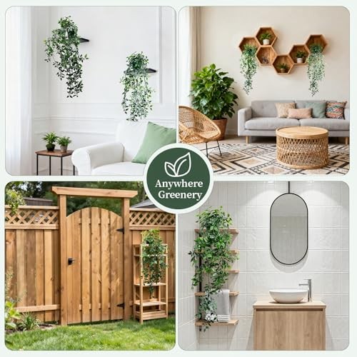 Artificial Hanging Plants for Shelf, Fake Potted Greenery 1-pack Mandala Vines