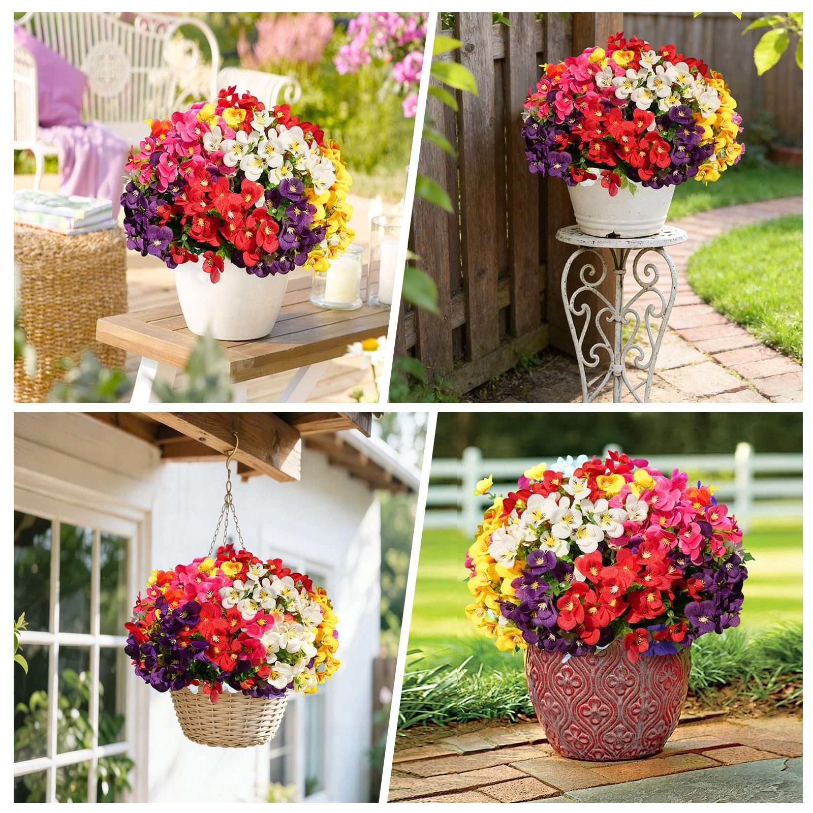 20 Pcs UV Resistant Artificial Pansies – Realistic Fake Flowers for Garden & Pat