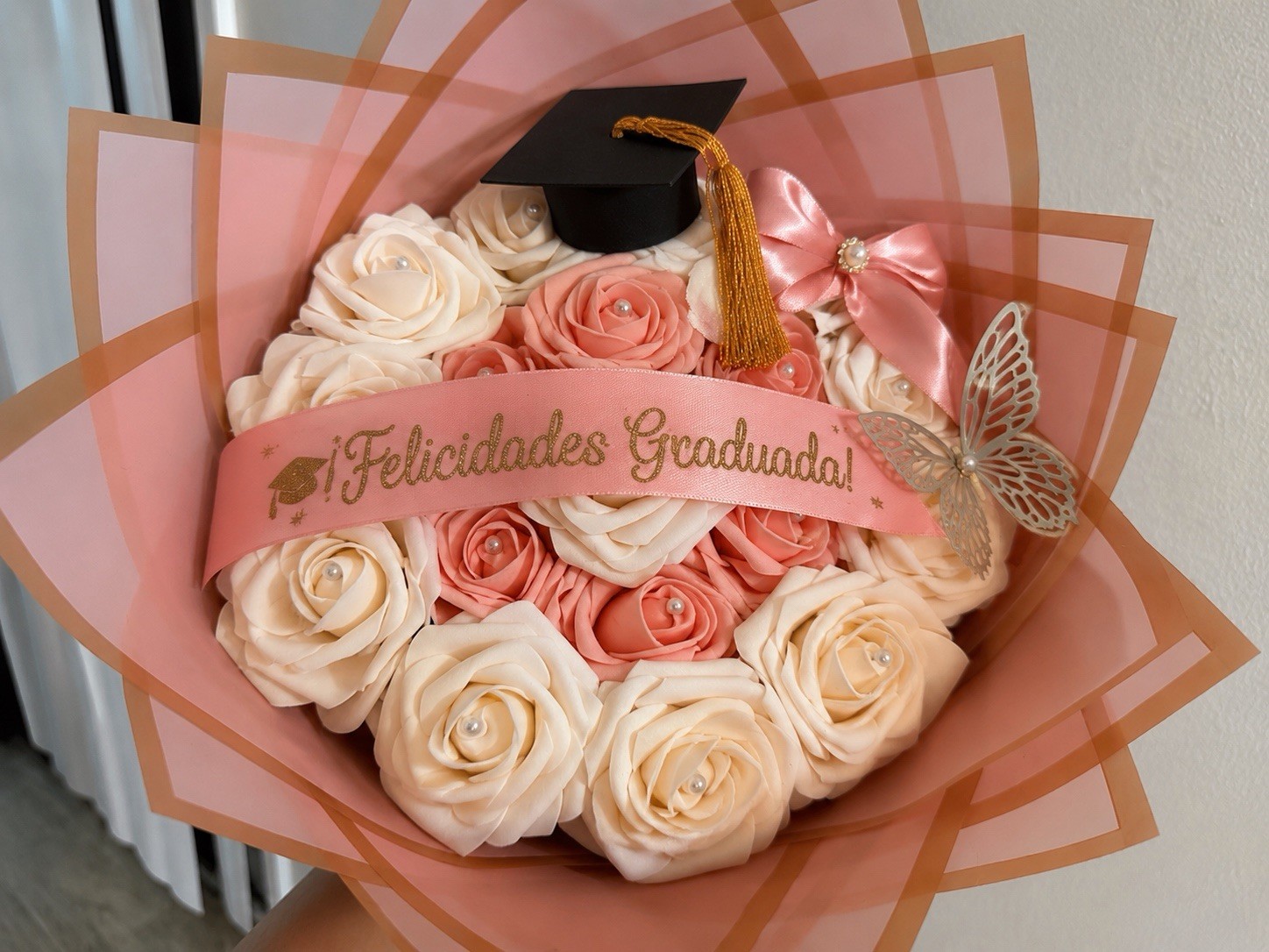 Personalized Artificial Silk Rose Flower Arrangement Centerpiece Pink/White/Red