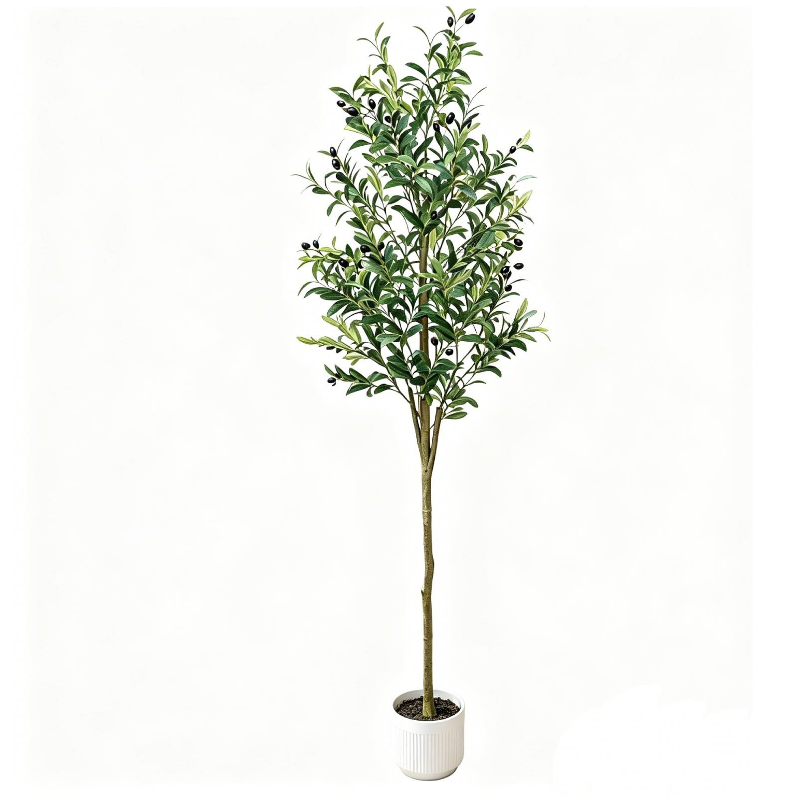 Nearly Natural 6ft Olive Artificial Tree in Green with White Planter Home Decor