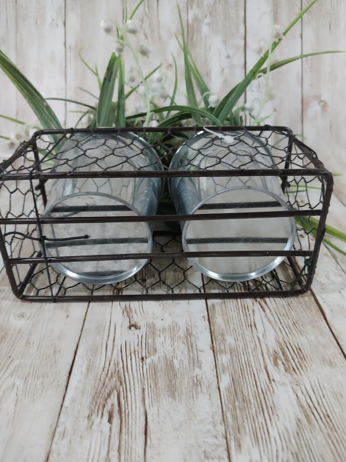 New! Faux Artificial Plant Wire Basket Pots Fake Greenery Home Decor Plants
