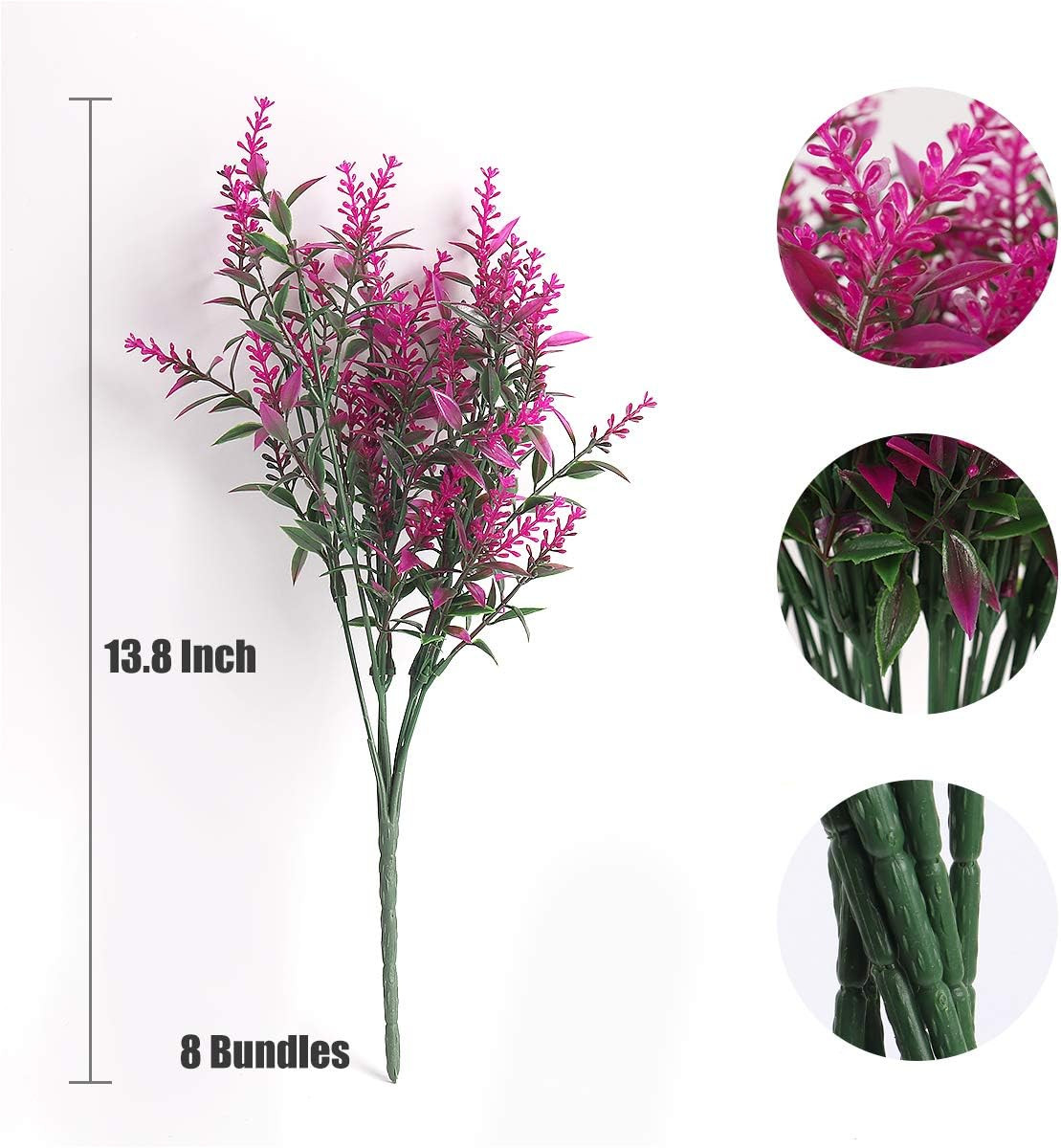 8 Bundles Artificial Flowers Fake Outdoor Plants Faux Lavender Flower Plastic Sh