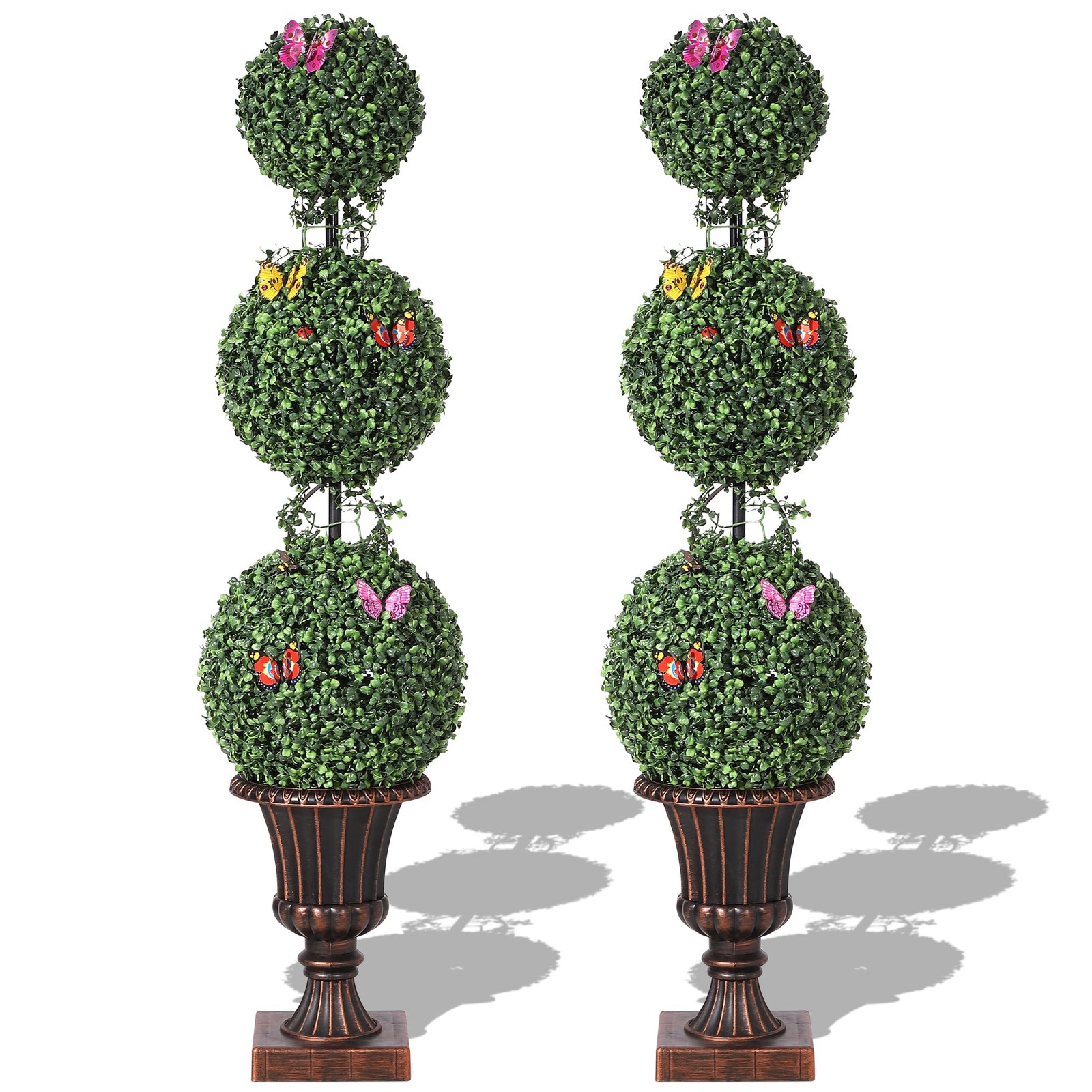 4FT Artificial Ball Topiary Trees (Set of 2) – UV Resistant Outdoor Plants