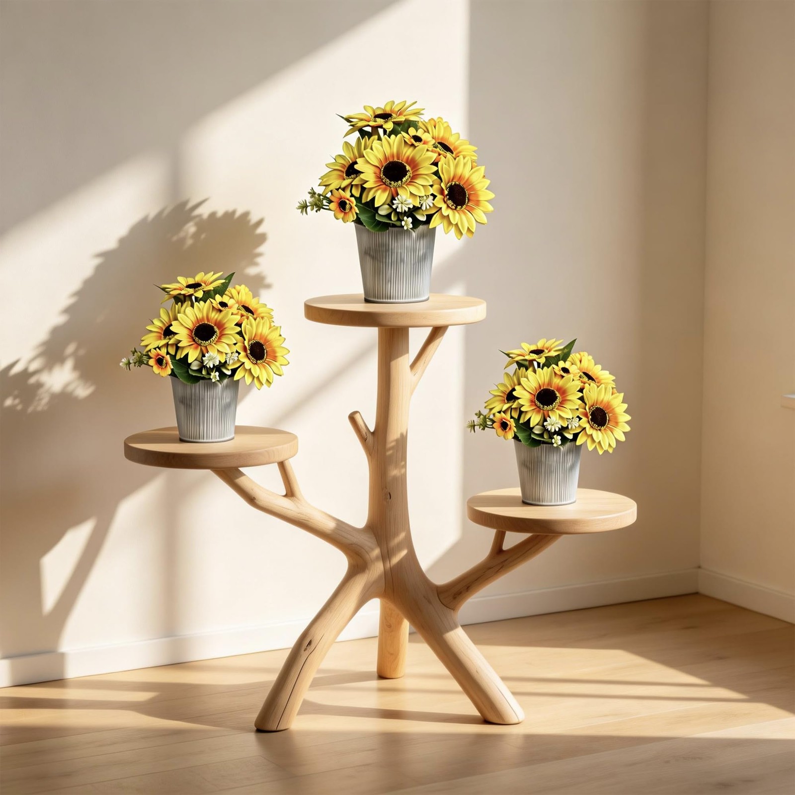 3-Pack Artificial Sunflower Arrangement in Galvanized Metal Pot, Faux Sunflow…