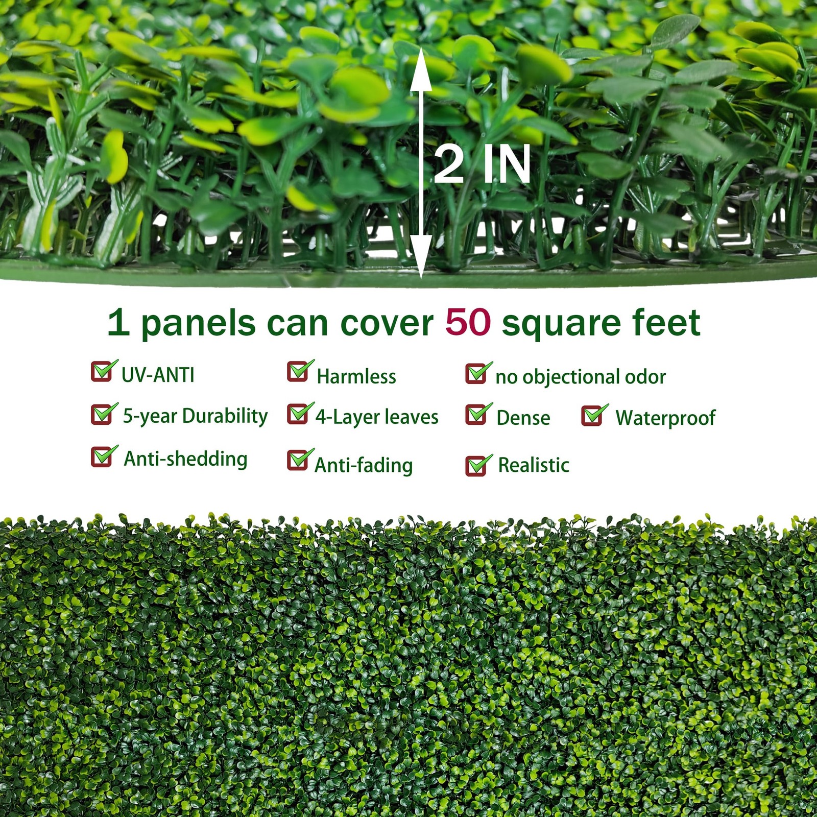 ODTORY Artificial Boxwood Roll Panels, 5 FT X 10 FT(50 sqft) Yellow Green