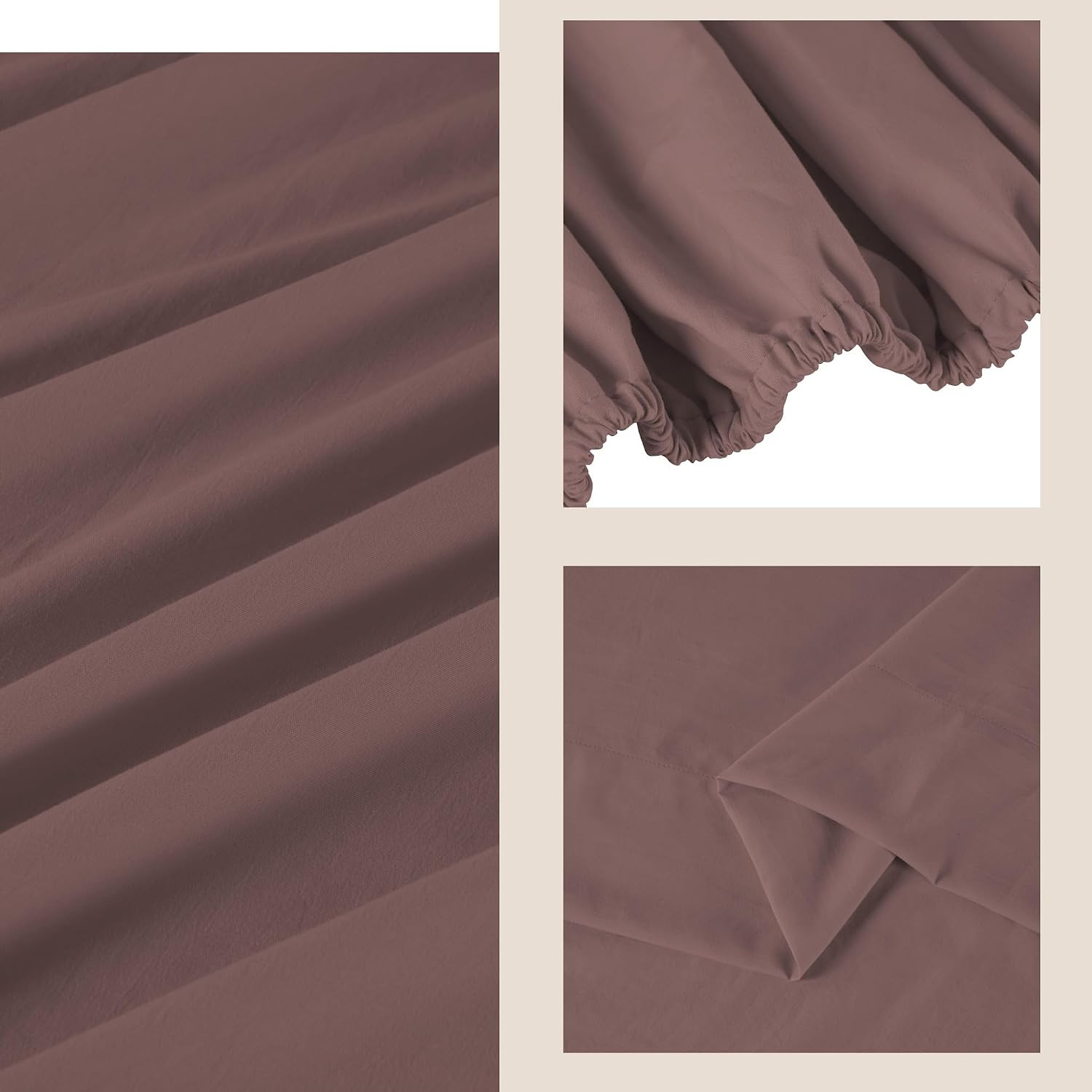 Queen Sheet Set, Pre-Washed Cotton-Like Brushed Microfiber, 4 Pcs Super Soft Bre