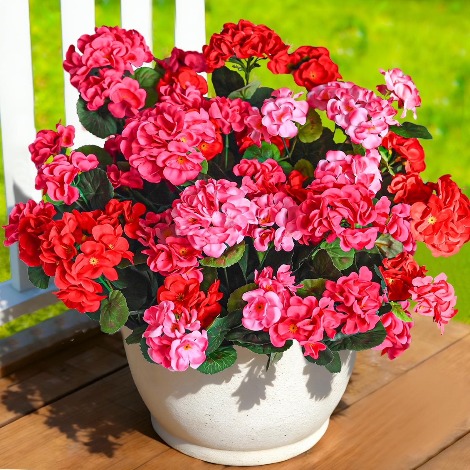 Fake Outdoor Flowers, 6 Pcs Artificial Flowers for Outdoors, Mixed Color Arti…