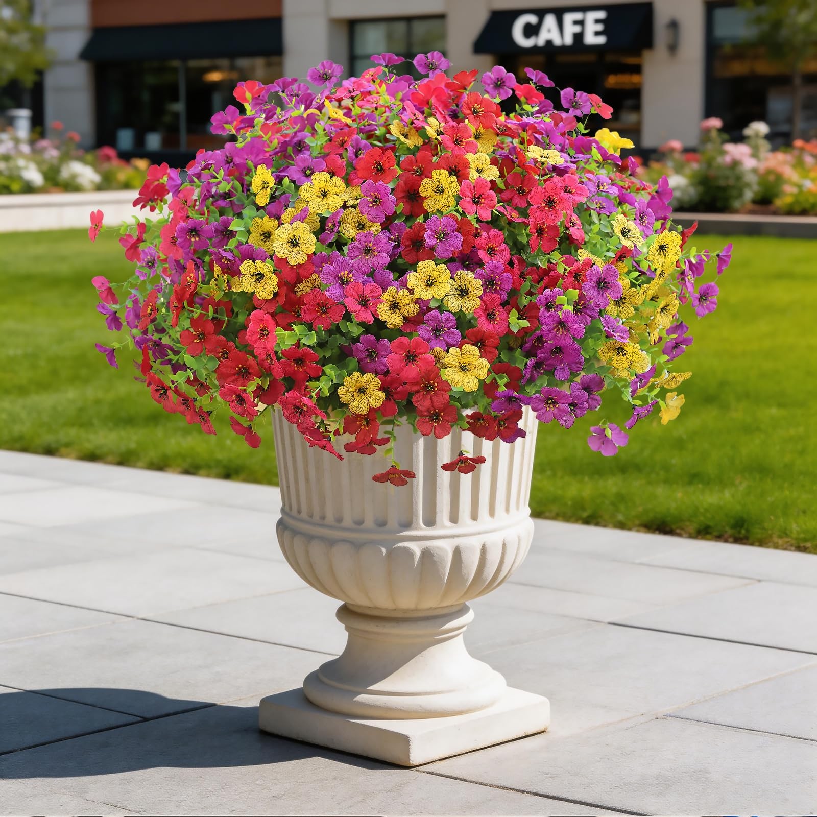12 Bundles Artificial Flowers for Outdoor Indoor UV Resistant Fake Plants Sil…