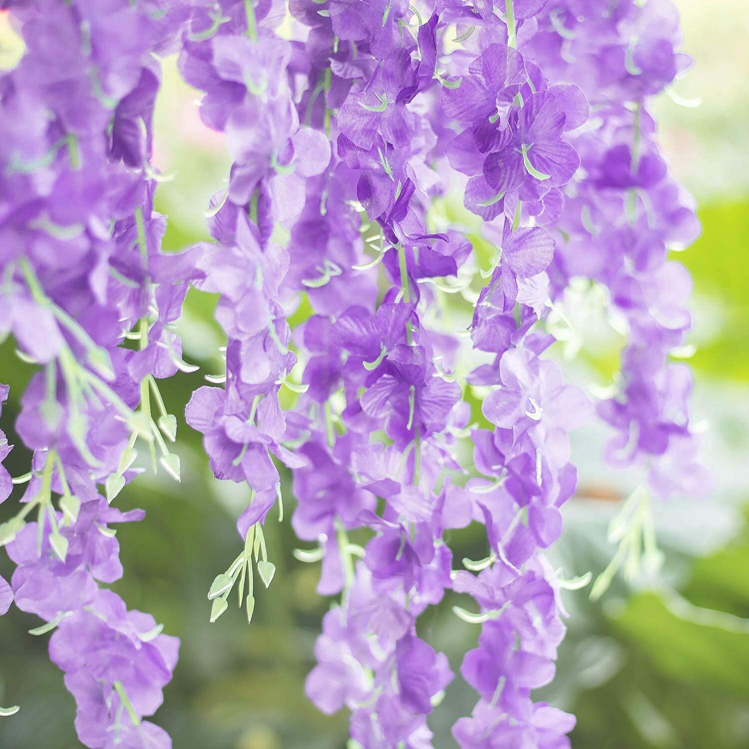 24pcs Artificial Wisteria Vine Garland Fake Flower Plant Garden Wedding Decor US
