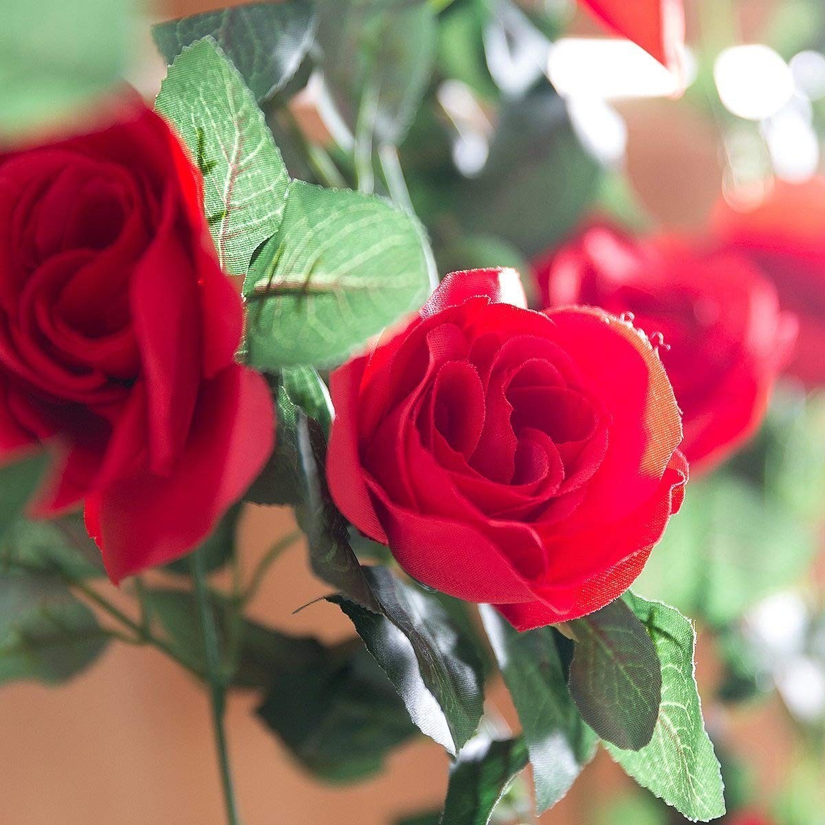 New 2 Pack 16FT Artificial Rose Vine Flowers Plants Fake Flower for Wedding Home