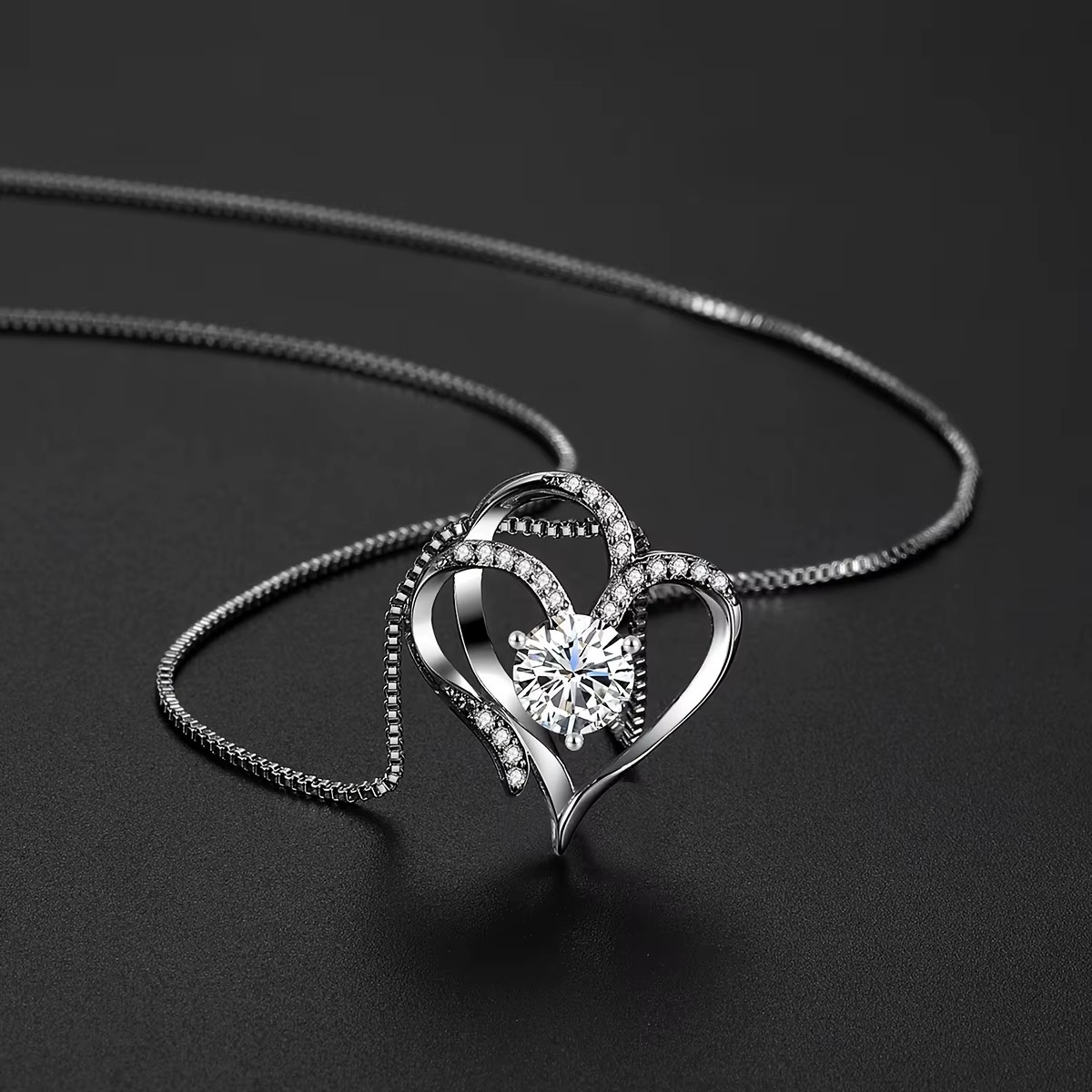 Rose Flower Gift Box with Heart Necklace | Romantic Jewelry Gift for Women