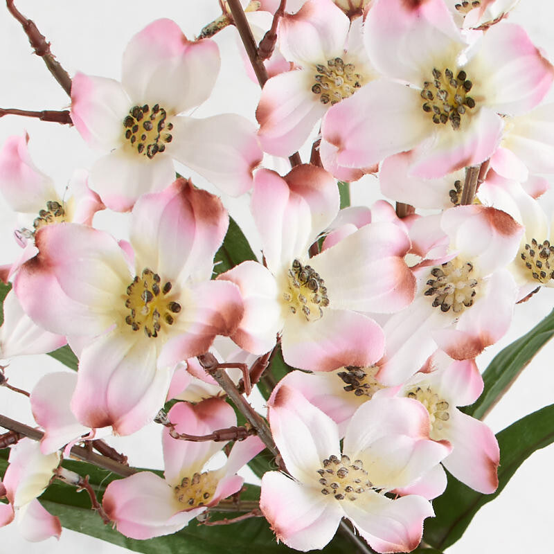 Set of 2 Cream and Pink Artificial Dogwood 22″ Bushes