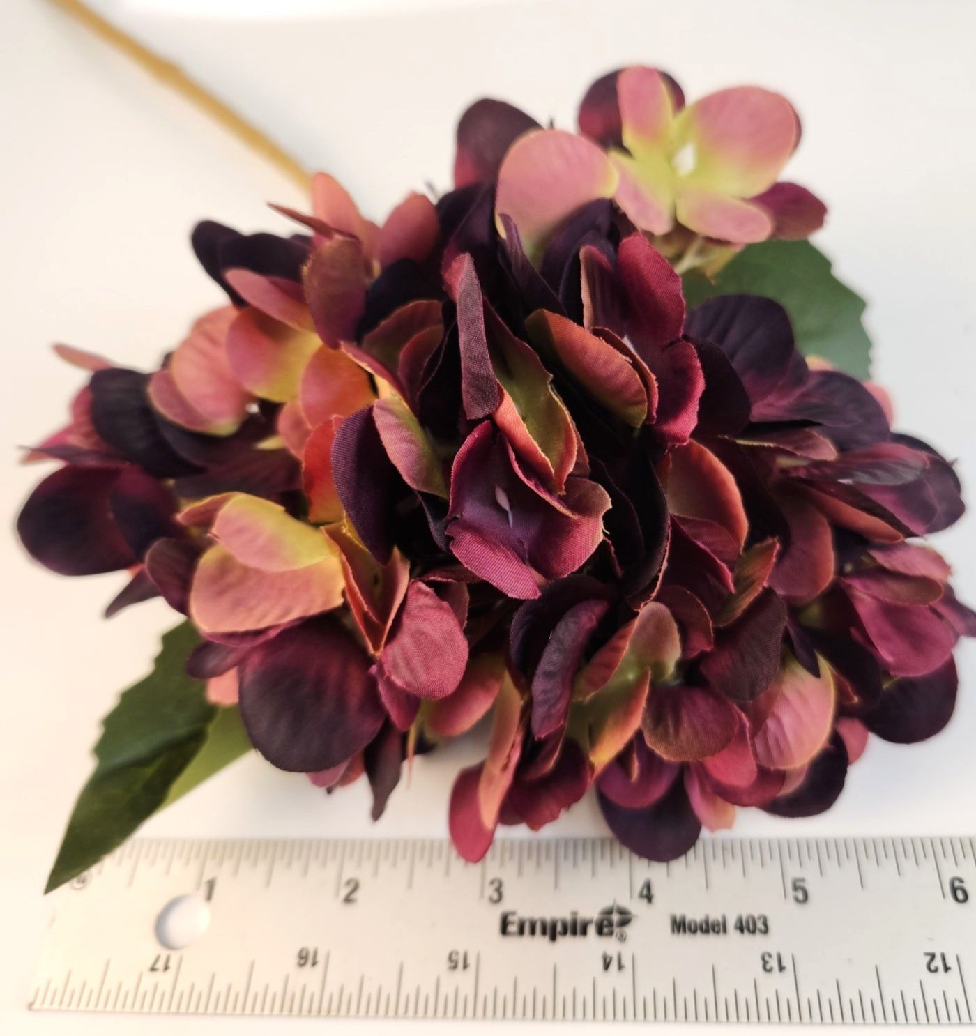 Plum Mauve Faux Hydrangea Stem 18 Inch Wedding Artificial Silk Flower Moody Deco