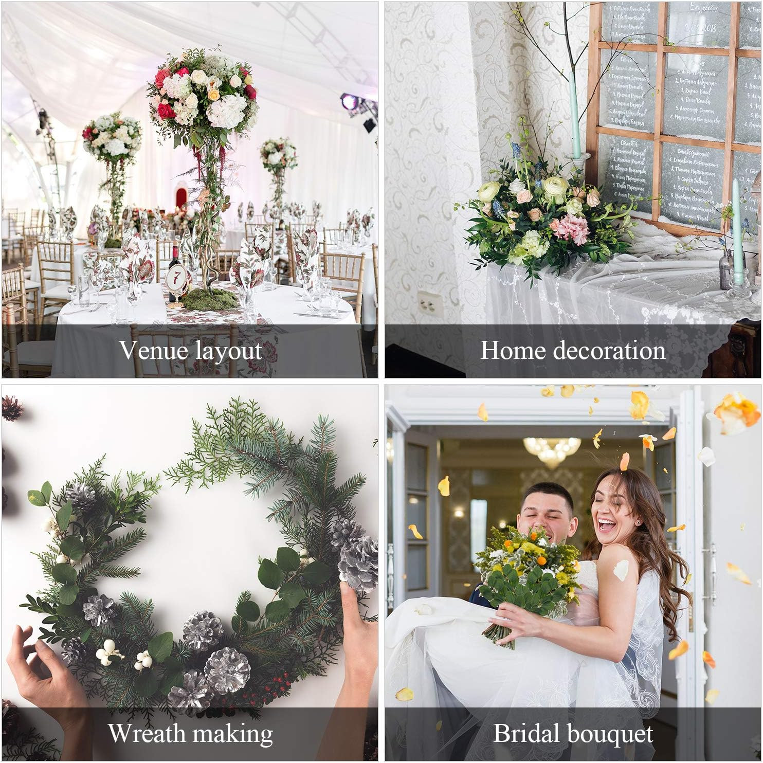 40 Pcs Fake Eucalyptus Stems for Wedding Bouquets & Home Decor Centerpieces