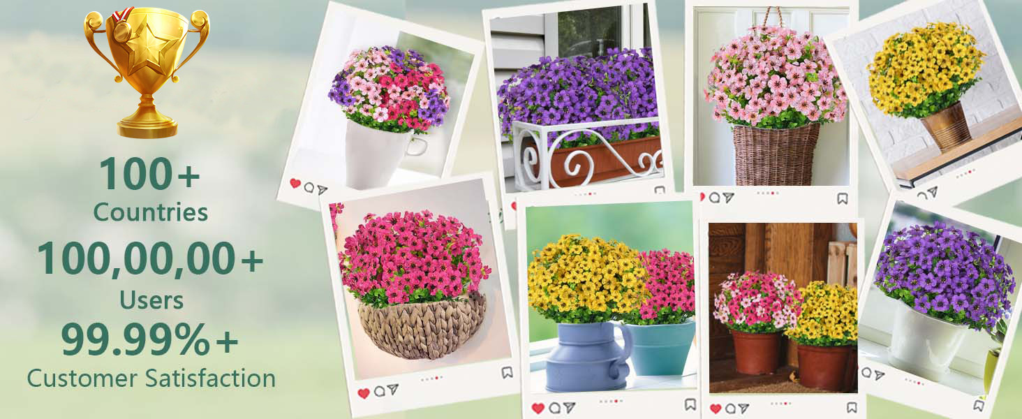 Artificial Flowers for Outdoors, 18 Bundles Artificial Plants & Flowers Outdoor,
