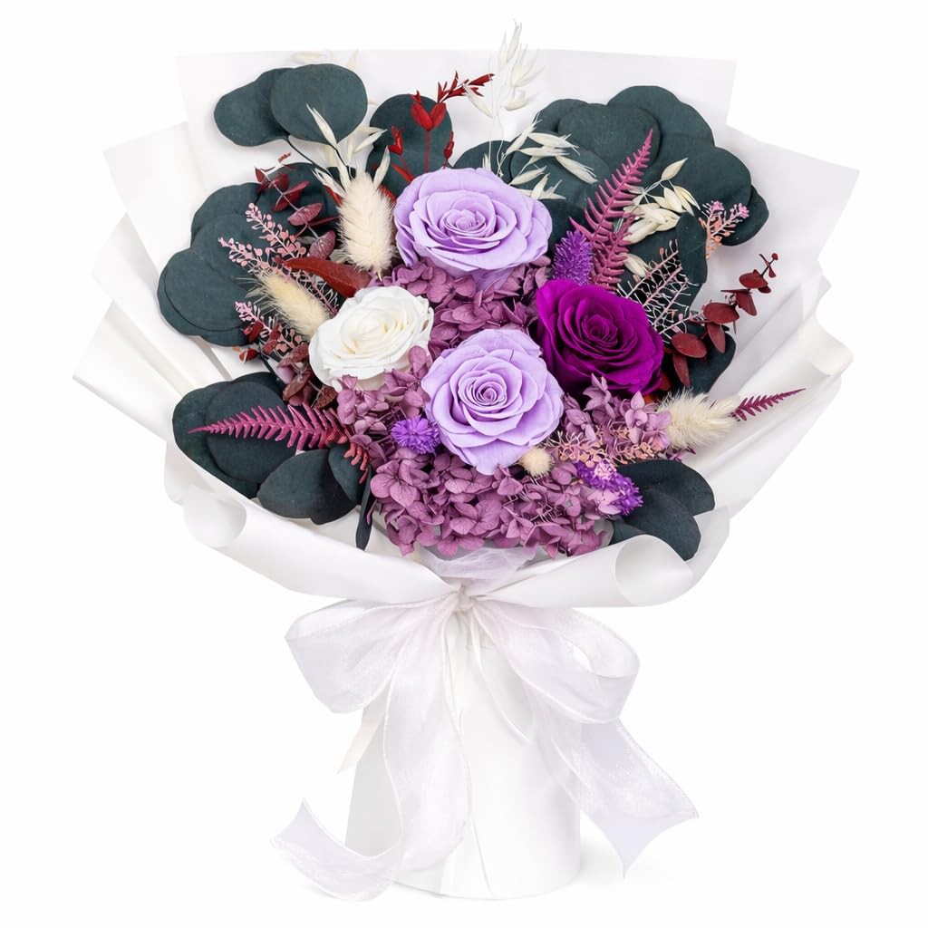 Preserved Flowers for Delivery, Purple Rose Bouquet Gift for Women and Mom, L…