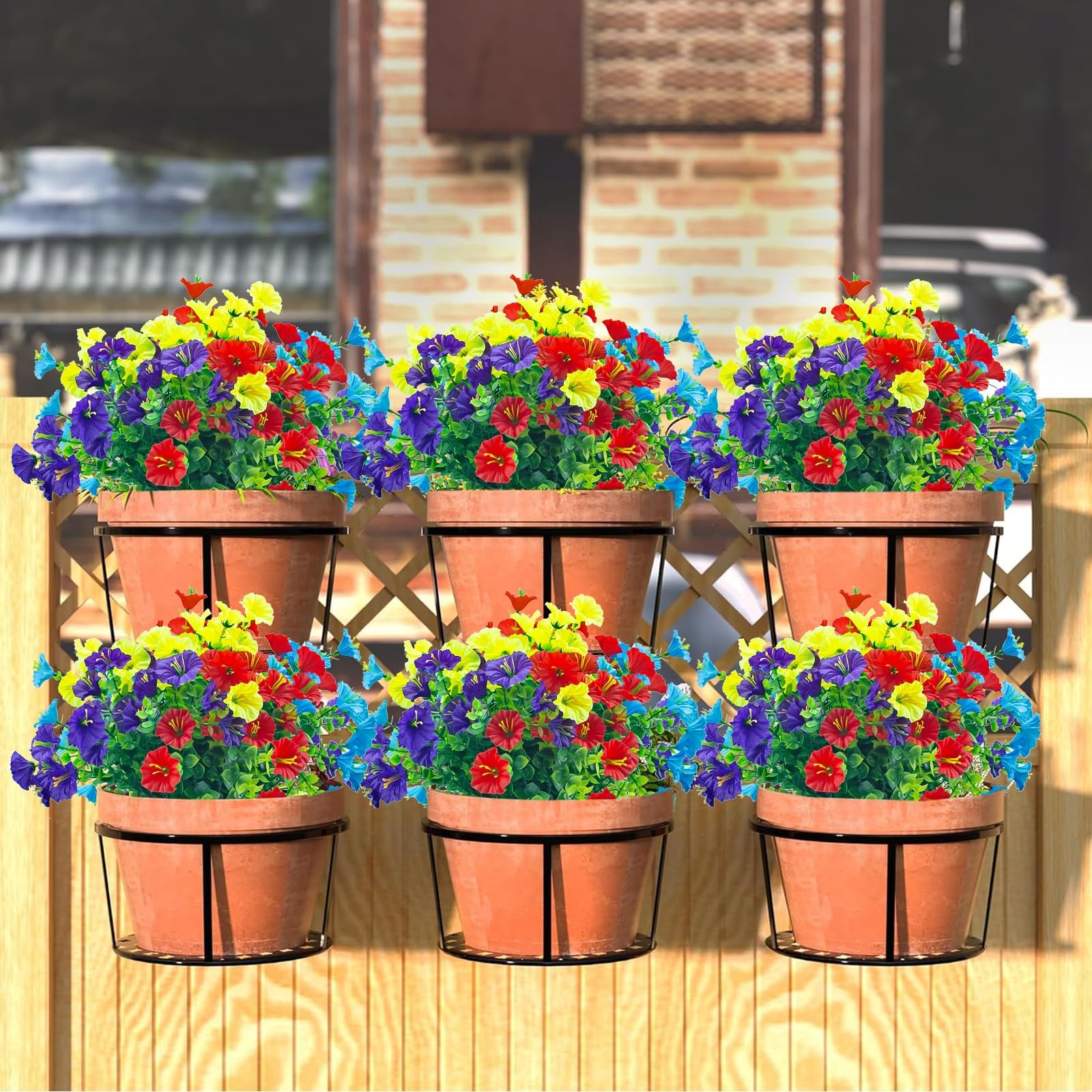 Artificial Outdoor Flowers UV Resistant – 8 Bundles 9″ Wide X 14″ Length