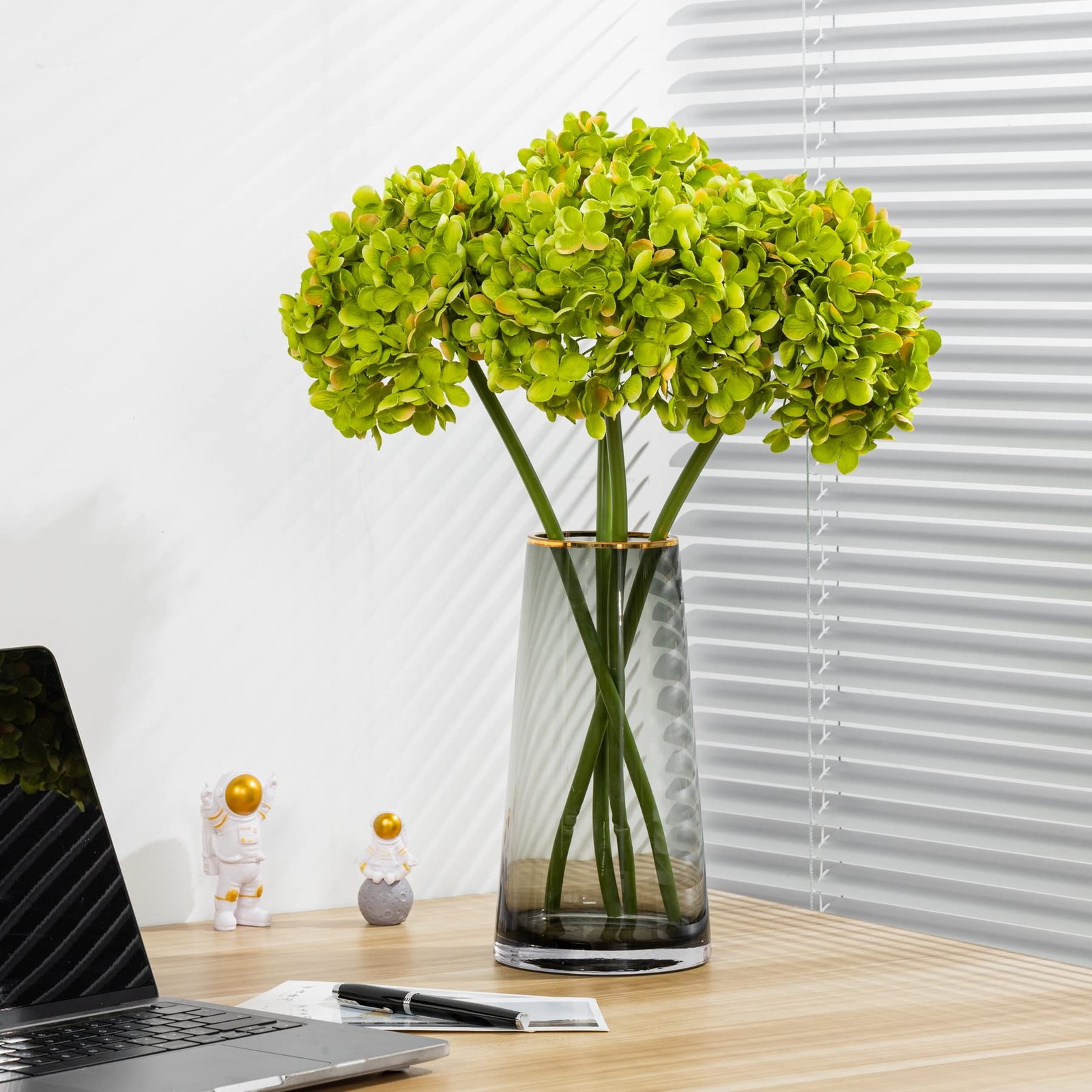 Hortensias artificiales de tacto real de 50 cm con tallo largo Arreglos florales