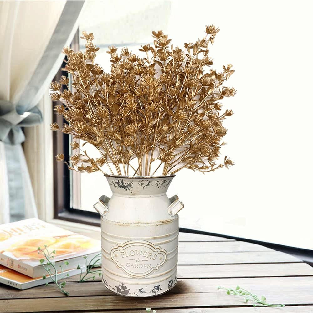 Artificial Christmas Flowers, Golden Baby Breath Gypsophila Plastic Plant Fake P