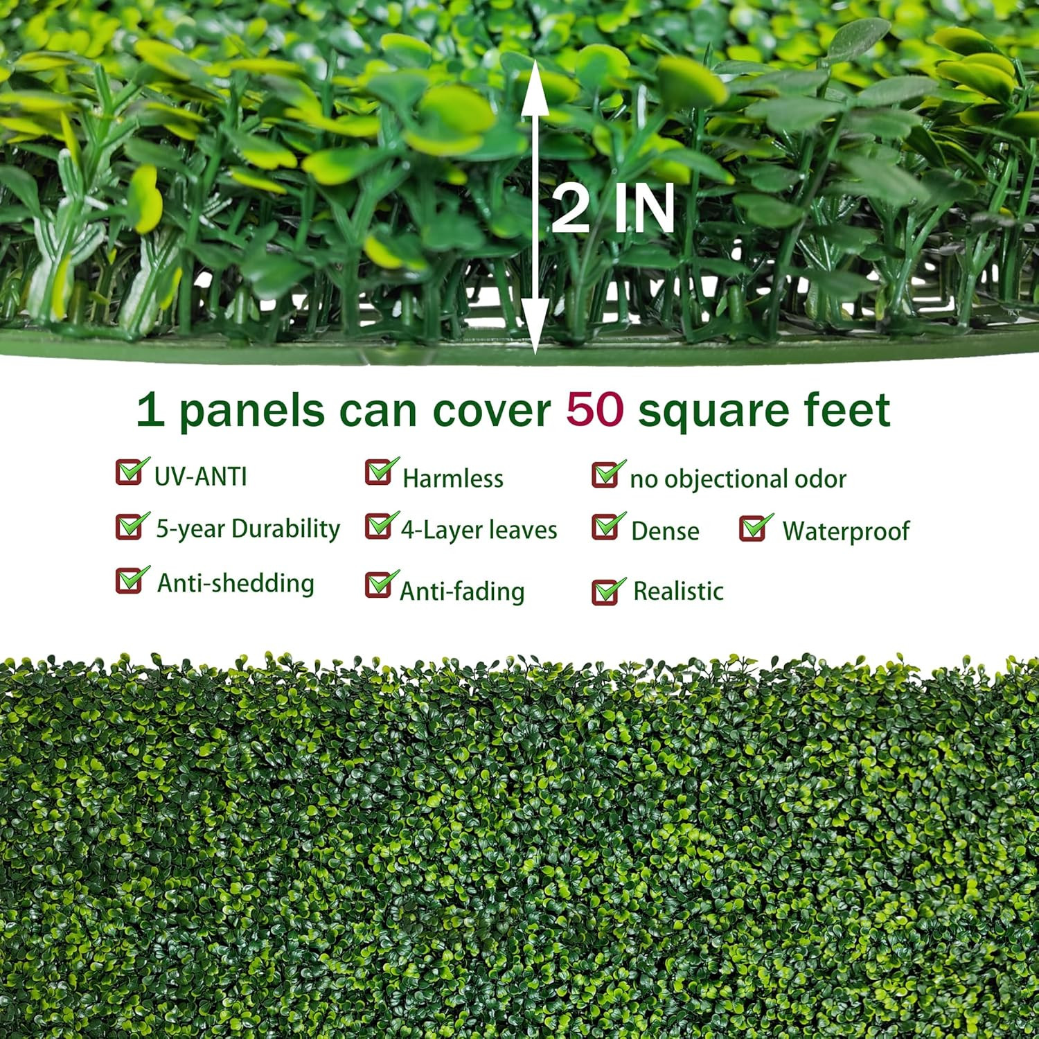 5FT x 10FT Artificial Boxwood Panels for Indoor/Outdoor Privacy & Decor