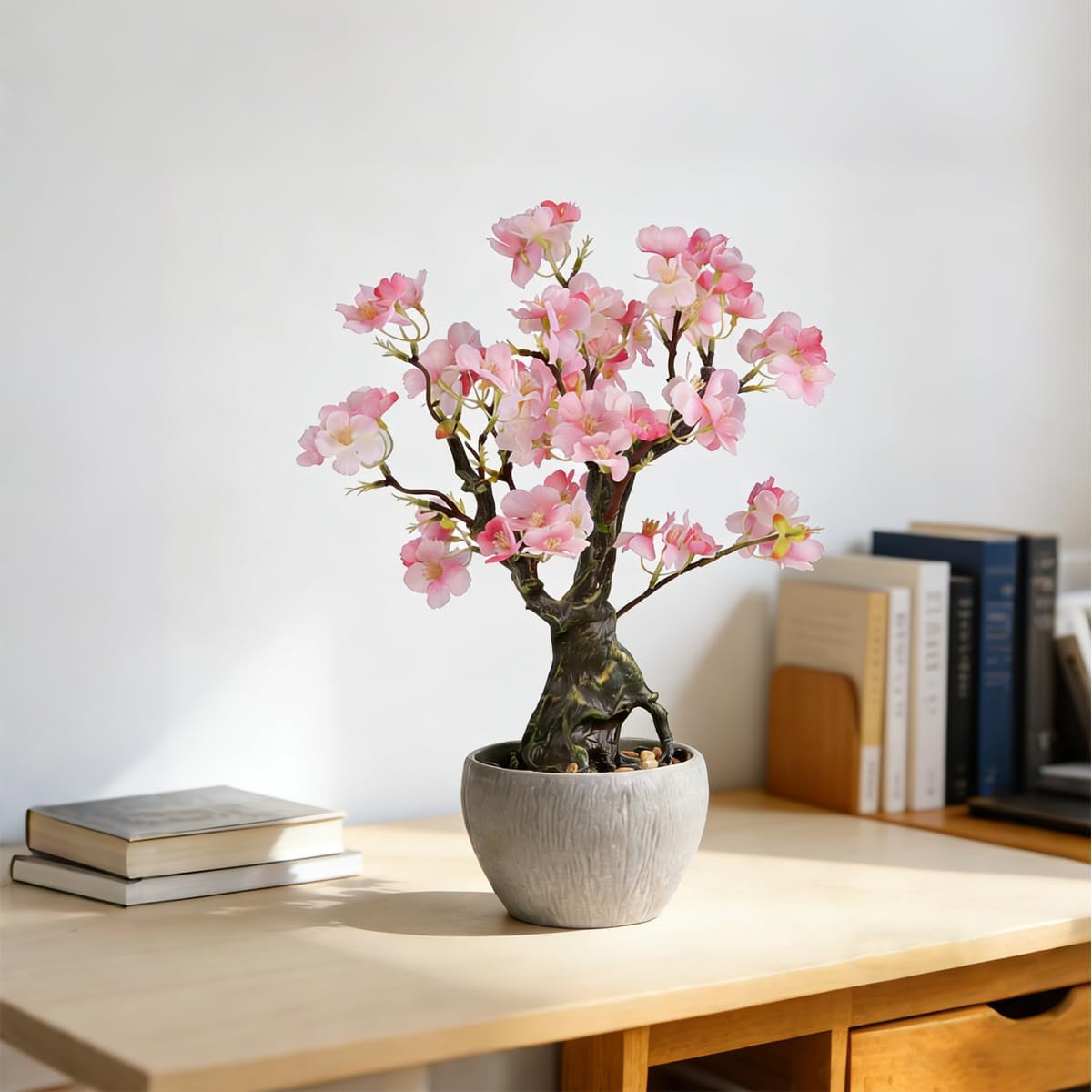 15.7” Artificial Pink Cherry Blossom Tree – Realistic Faux Floral Decor