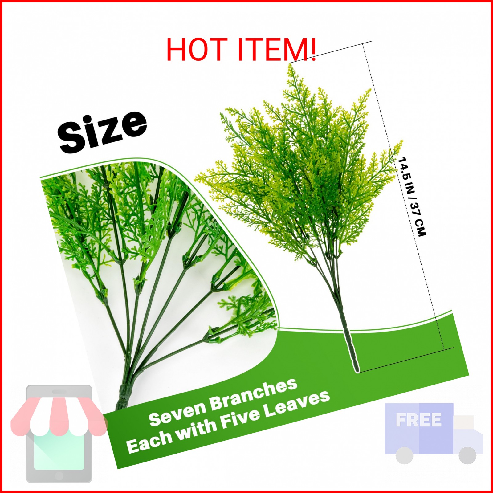 RAINFLOW 5PCS Fake Ferns – Fake Plants Artificial Plants Indoor Outdoor Faux Pla