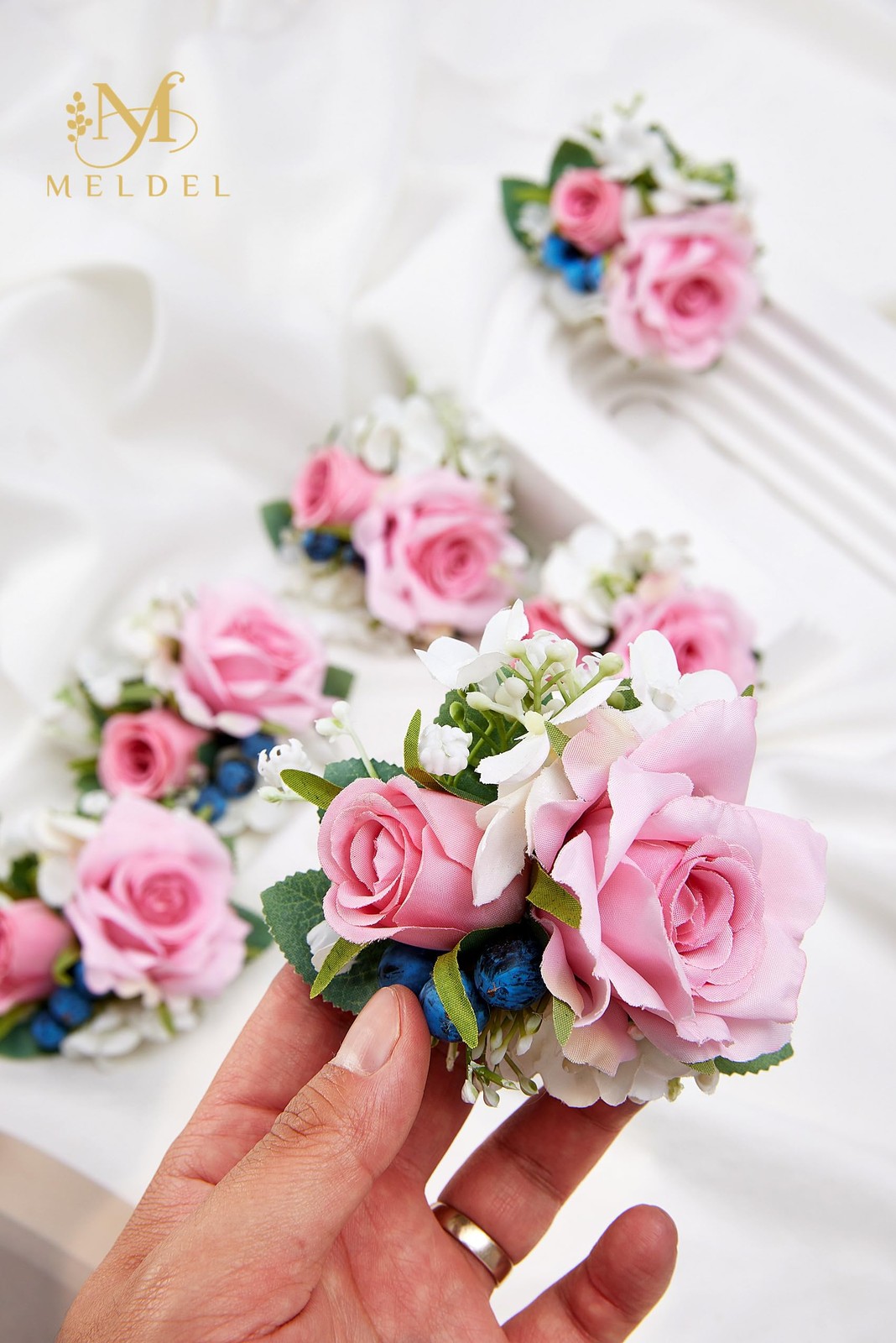 Pink Pocket Boutonniere Men Wedding Prom Corsages Flower Party 6 PCS