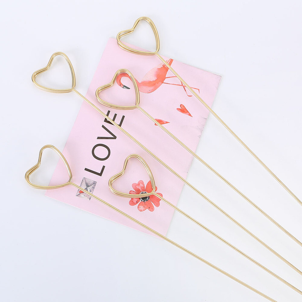 10 Pcs Pieces Gold Round Floral Place Card Holder Heart Decoration
