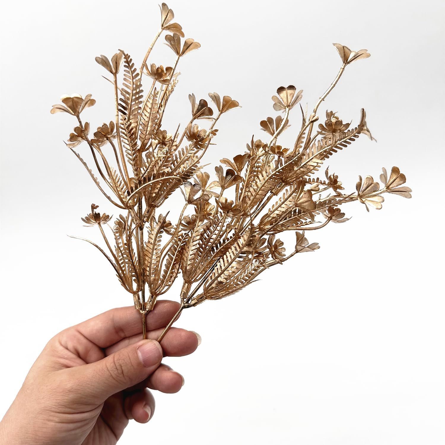 Gold Fake Flowers Artificial Shrubs for Christmas Decor, Plastic Plants