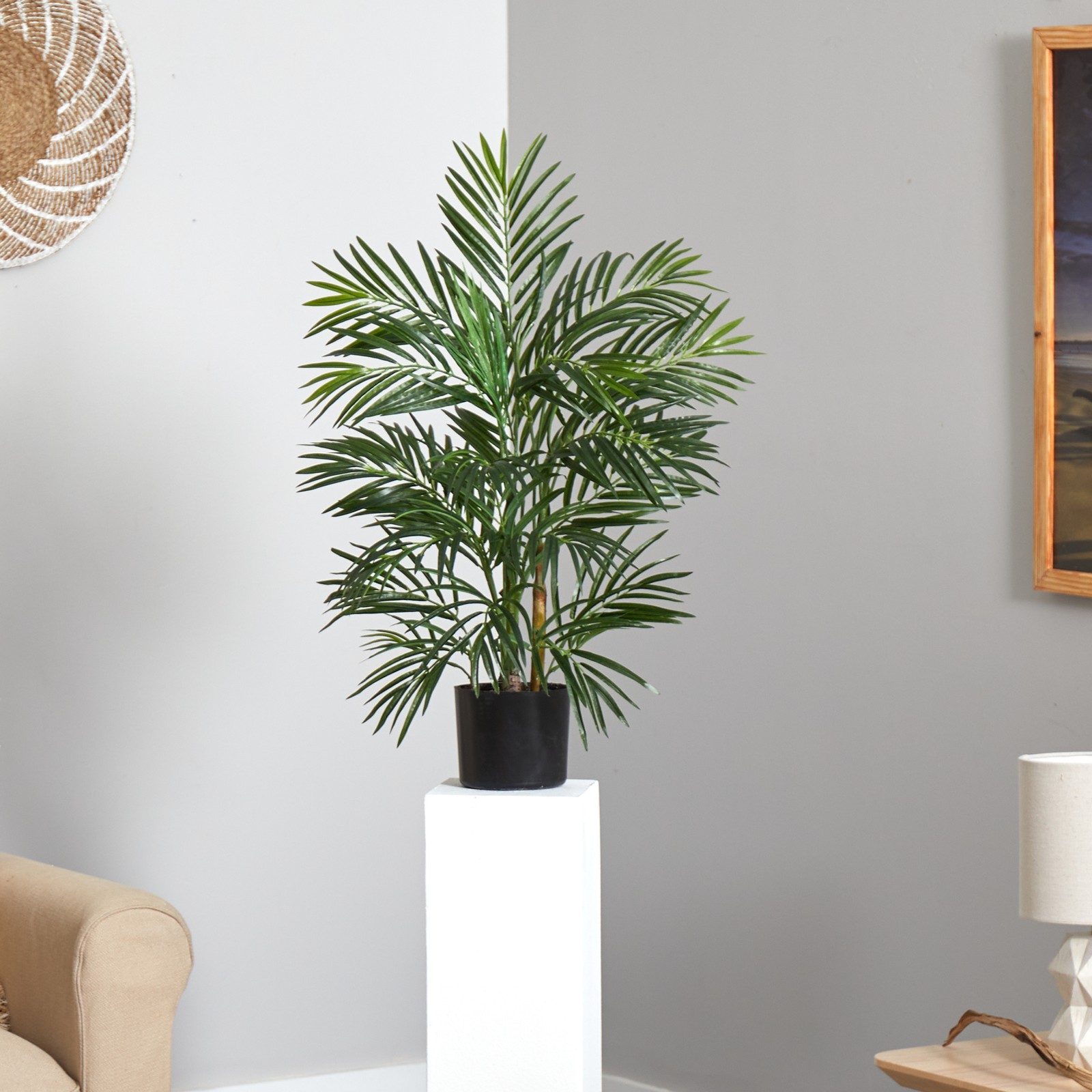 Nearly Natural Indoor/Outdoor 30″ Areca Palm UV Resistant in Green/Black