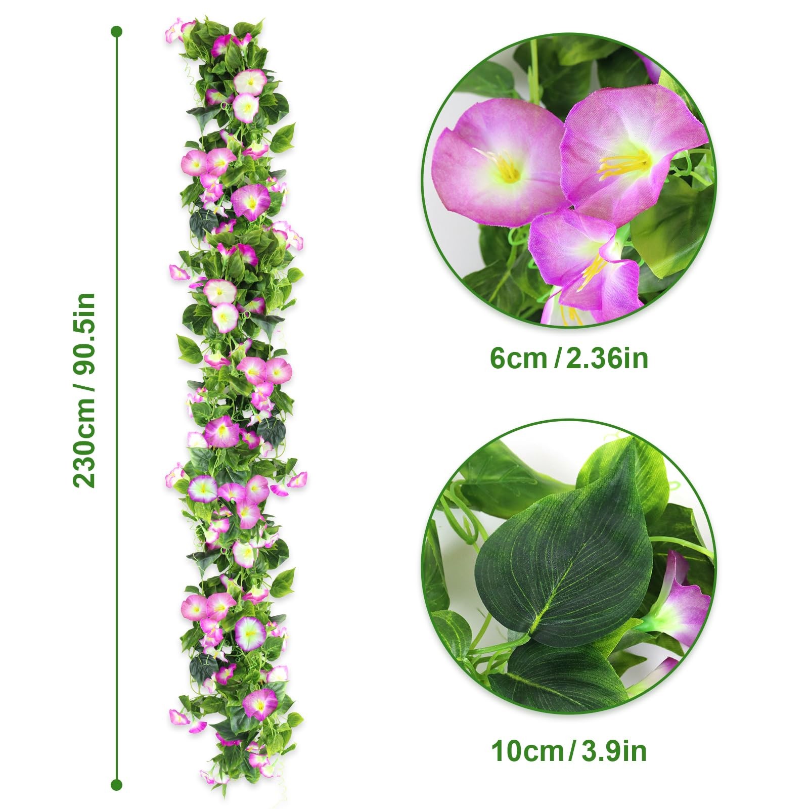 Artificial Morning Glory Flower Vines, 2pcs 15Feet Hanging Plants Silk Garlan…