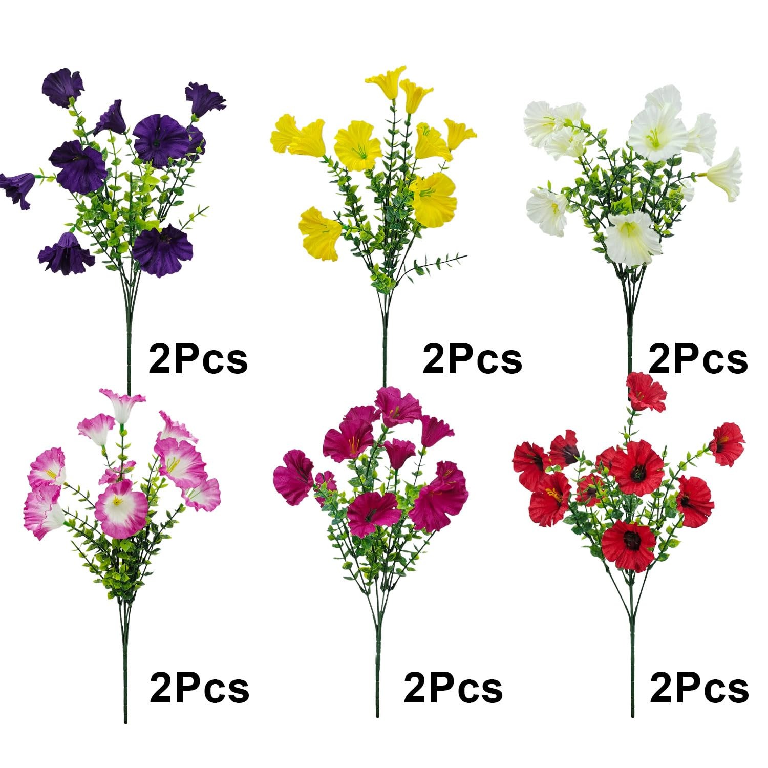 12 Bundles Artificial Flowers for Outdoors UV Resistant Morning Glory Artific…