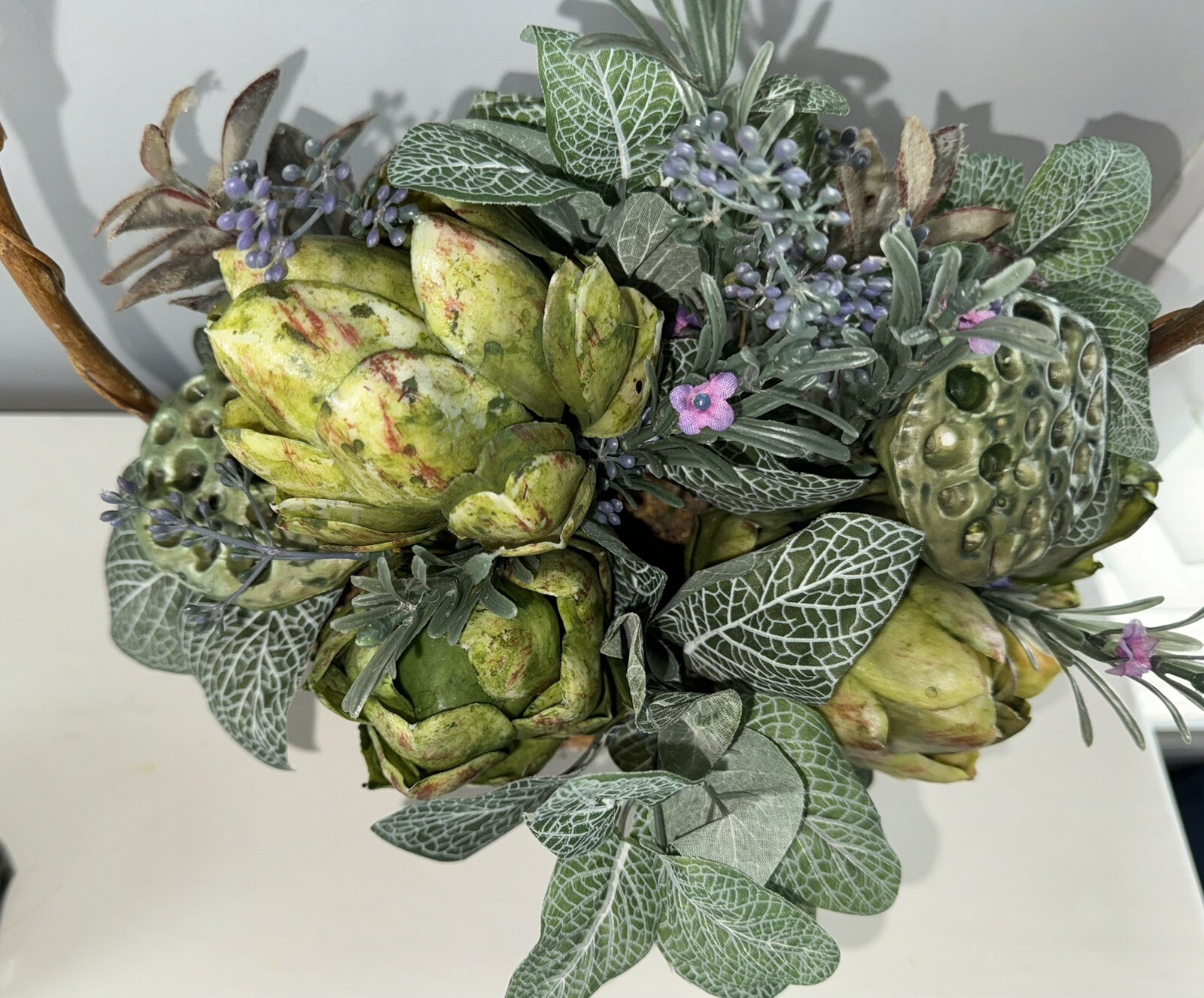 Hanging Basket Wreath Artificial Flower succulants Front Door Wall Decor