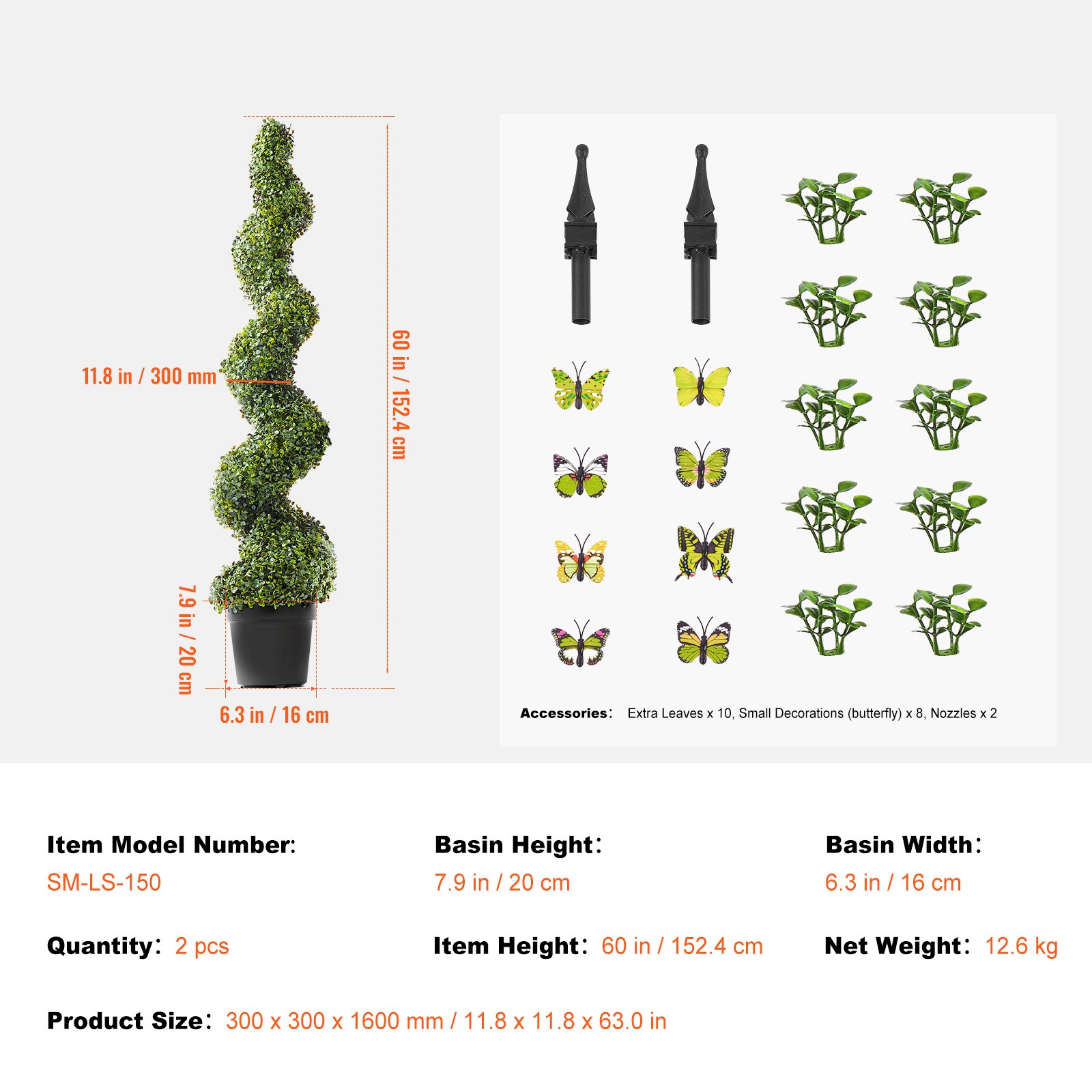 Uimoso 2 Pack 5′ Artificial Boxwood Topiary Tree Faux Plant UV Decor In/Outdoor