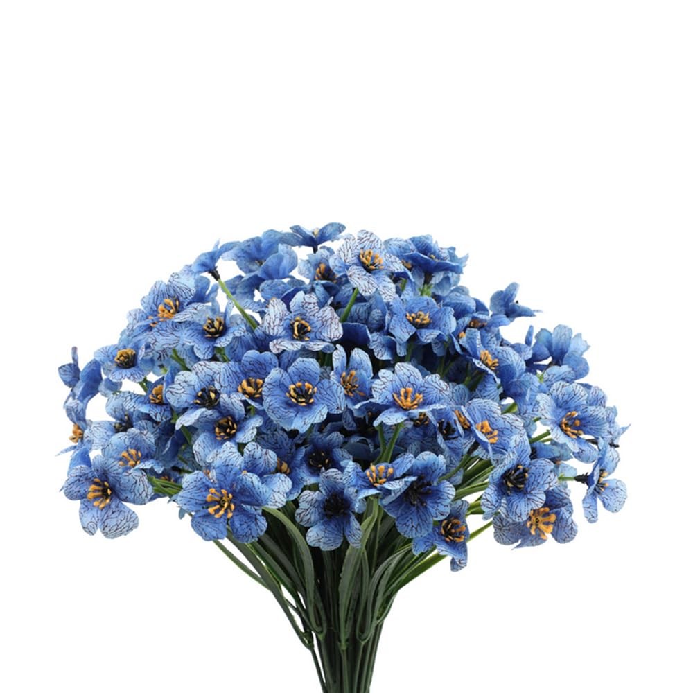 12 Bundles Blue Artificial Flowers Outdoor,UV Resistant Fake Flowers No Fade …