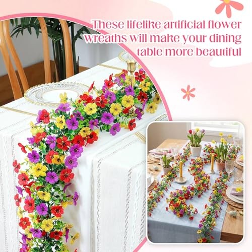 4 Pcs 6 ft Artificial Flowers Rose Red + Red + Yellow + Purple + White + Pink