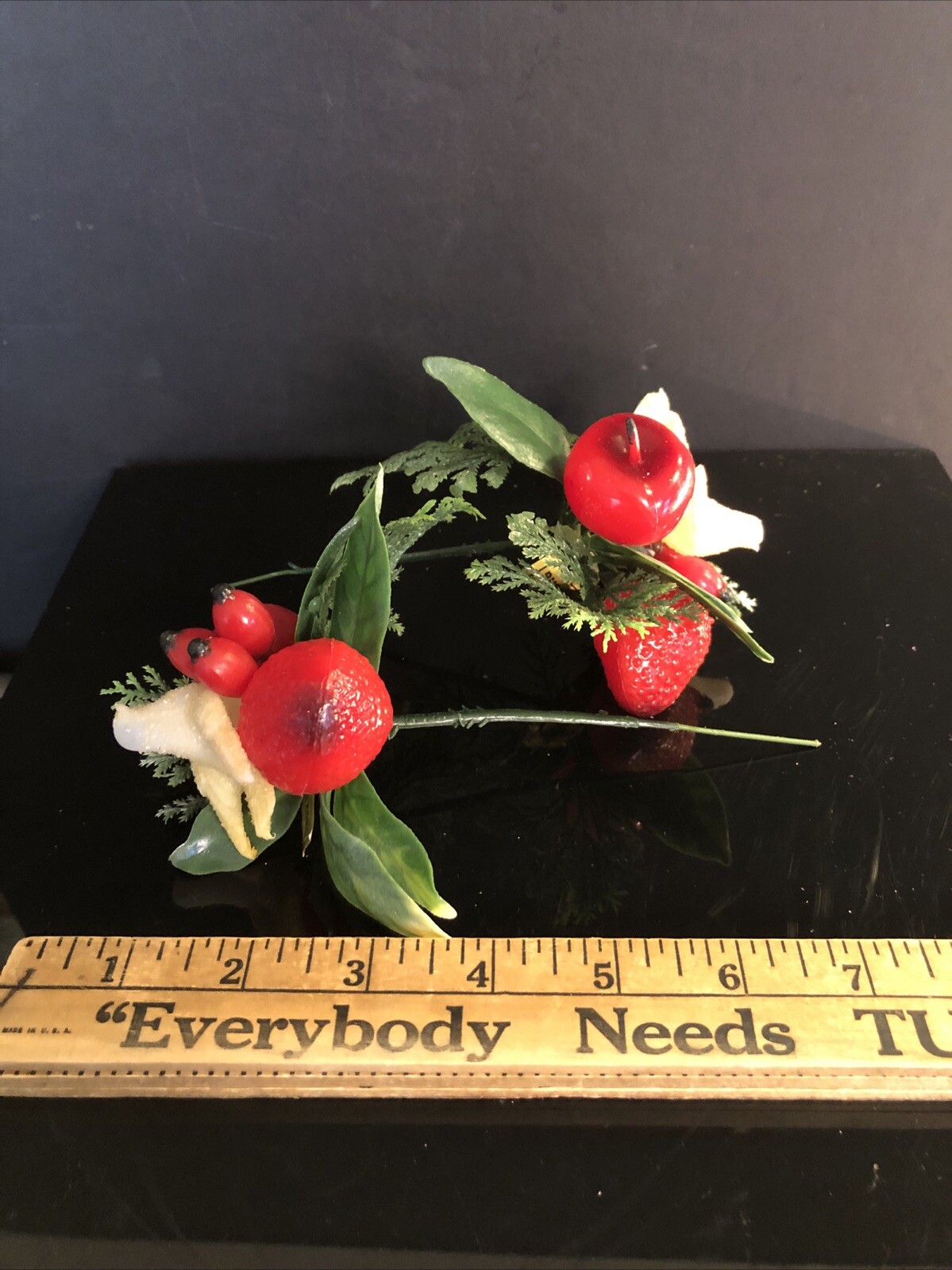 Vintage Plastic 7” Floral Picks & 5” Candle Taper Greenery Rings Hong Kong